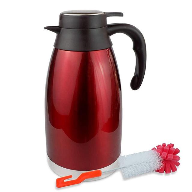 68oz Thermal Coffee carafe for keeping hot and cold-12 Hours Heat Retention/ Stainless Steel Double Vacuum Flask thermos and Hot Beverage Dispenser by Zomsta , Red