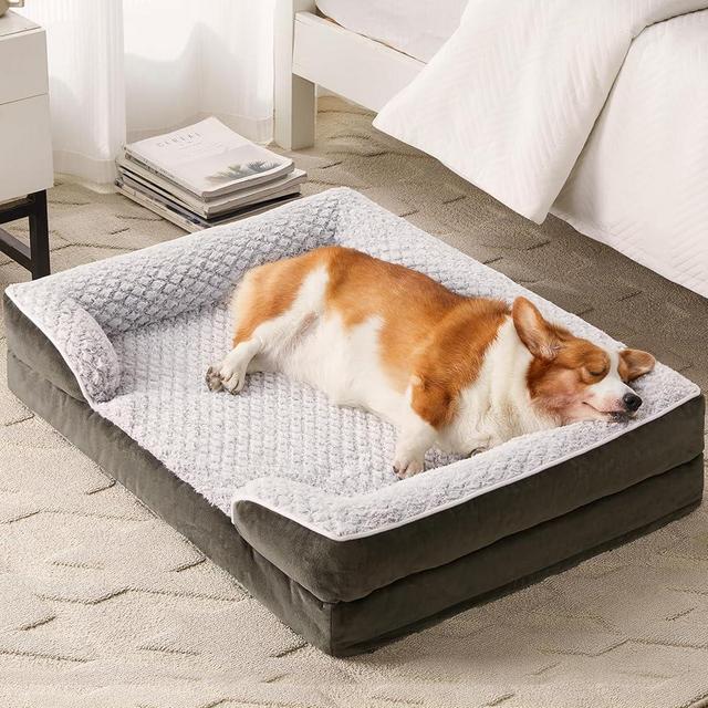 LEXTRO Orthopedic Dog Bed for Medium Dogs, Egg Crate Foam Bed for Medium Dogs, Equipped with Removable Waterproof Pillow Cover and Anti-Slip Bottom, Pet Bed