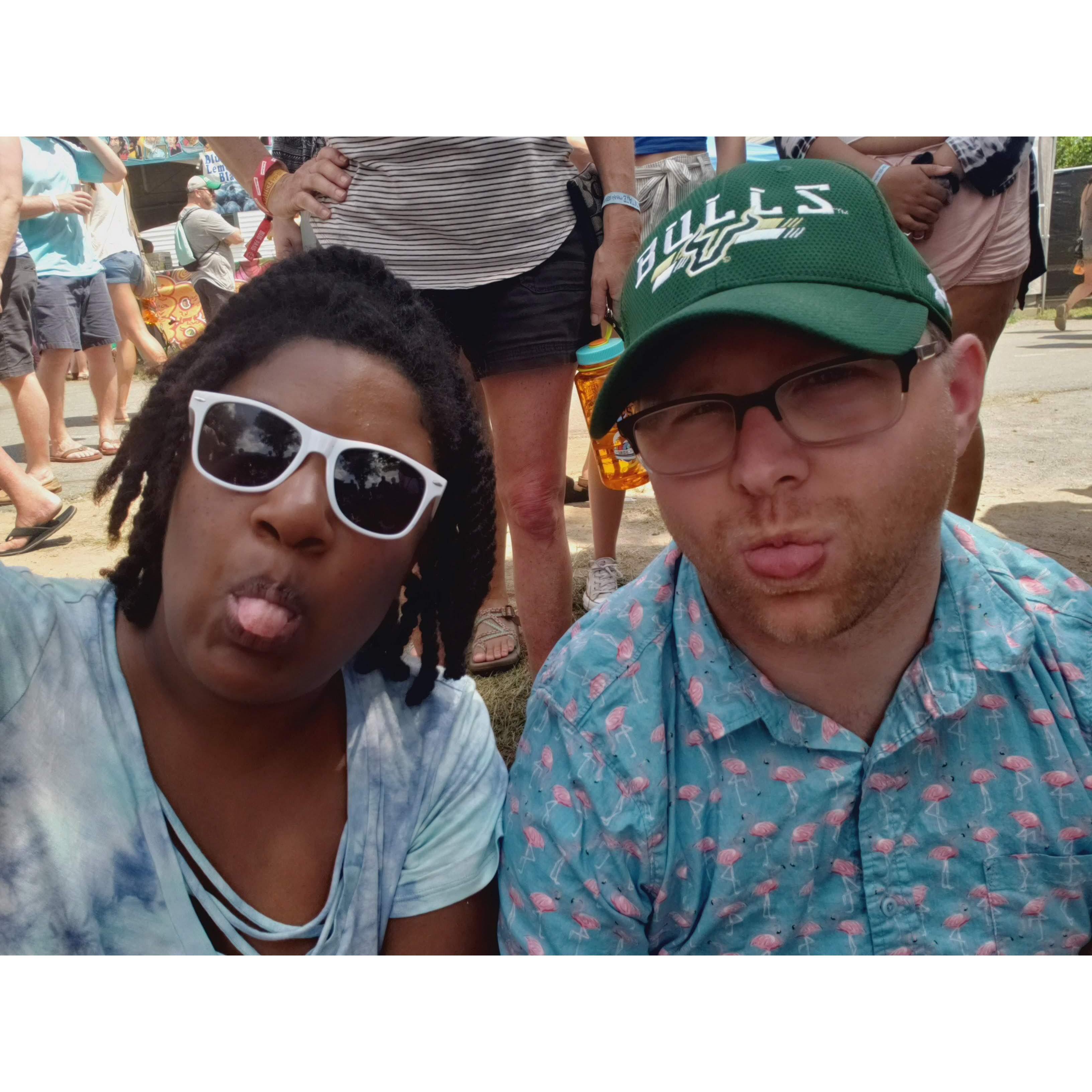 Tired and silly at a music festival!