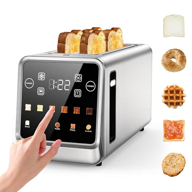4 Slice Toaster, Digital Smart Touch Screen with Memory Function, Single Slot Tech, Stainless Steel Toaster Wide Slot for Bagels | 6 Toast Settings & 5 Bread Types | Defrost & Reheat