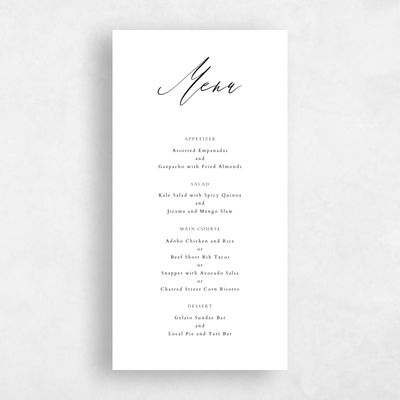White Wedding Menu - Seville
