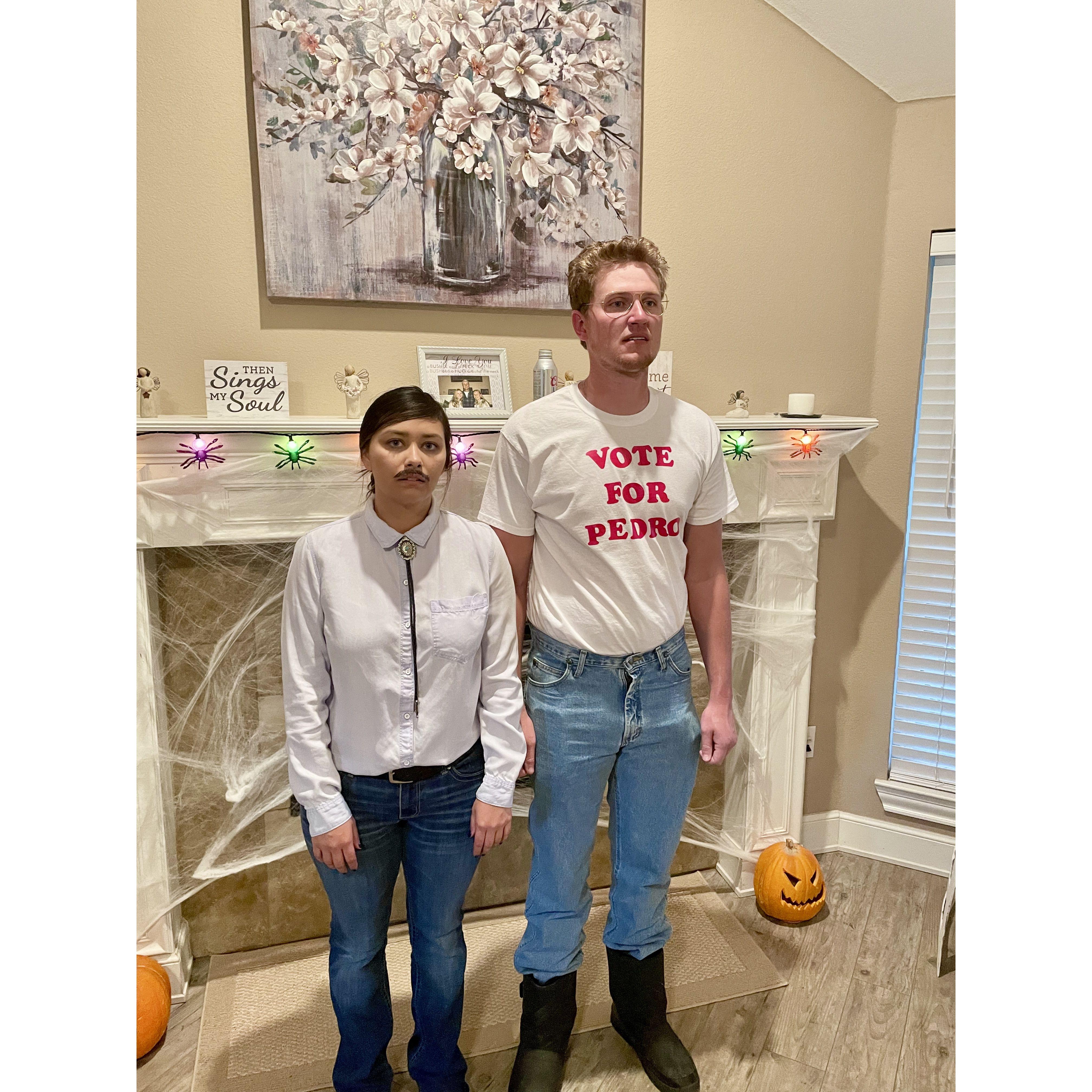 Our first Halloween! Napoleon Dynamite and Pedro