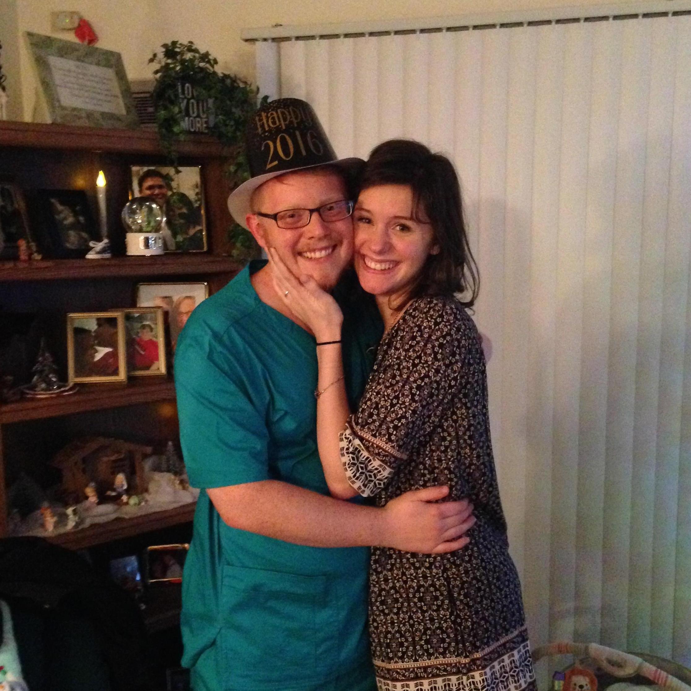 The New Years where Kevin worked an 8 hour shift at the hospital then drove 45 minutes away to surprise Caelie right before midnight.