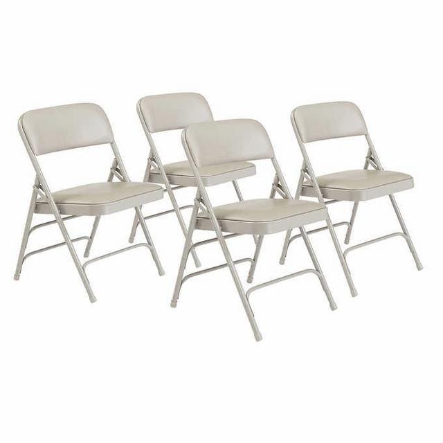 National Public Seating Vinyl Upholstered Folding Chairs, 4-pack