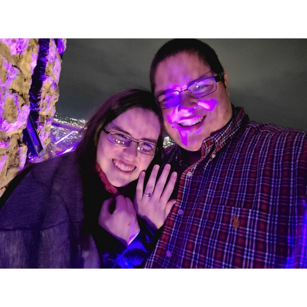 We got engaged on December 4th, 2020. After a wonderful dinner and some ice cream, he took me to Vulcan and popped the question at the top of the statue!