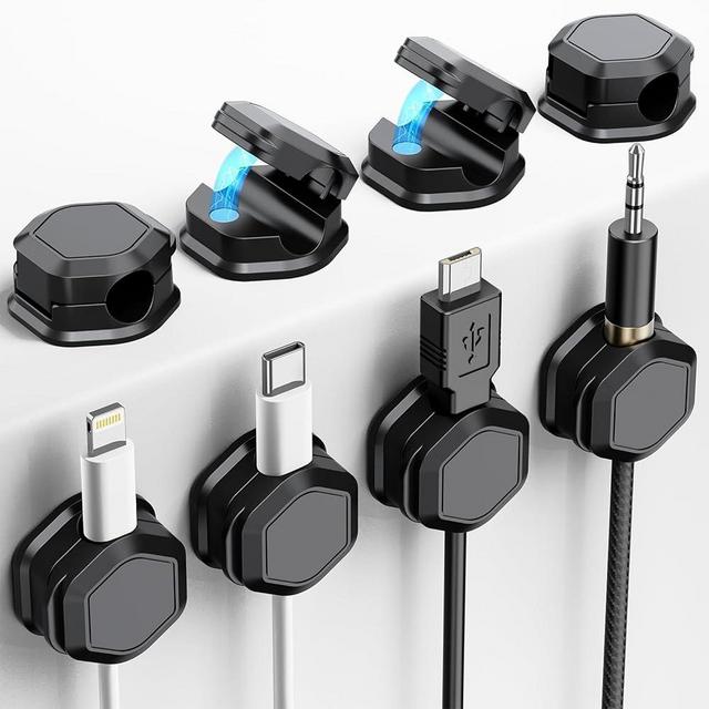 8 Pack Magnetic Cable Clips - Cord Holder for Nightstand - Cord Organizer for Desk- Cord Holder, Magnetic Cord Organizer, for Desk, Nightstand, Phone Charger, Computer, Home, Office, Car