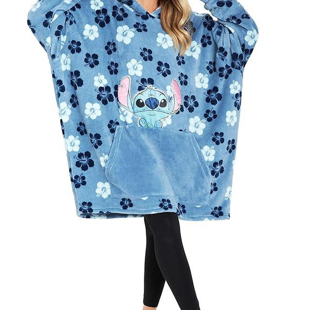 Disney Stitch Blanket Hoodie for Women Warm Fleece Wearable Blanket Stitch Gifts