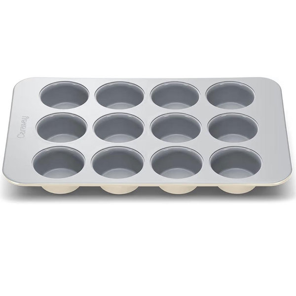 Caraway Non-Stick Ceramic 12-Cup Muffin Pan - Non-Toxic - Cream