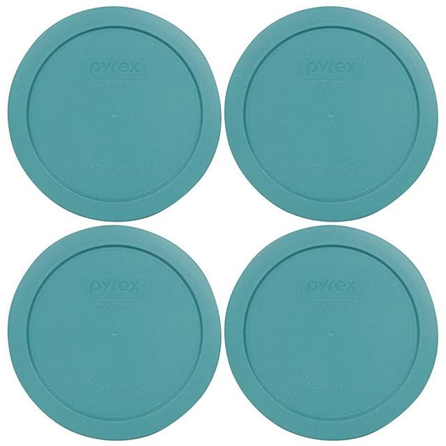 Pyrex 7201-PC 4 Cup Turquoise Round Plastic Lid - 4 Pack