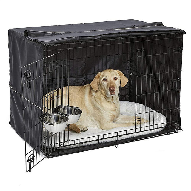 MidWest iCrate Starter Kit | The Perfect Kit for Your New Dog Includes a Dog Crate, Dog Crate Cover, 2 Dog Bowls & Pet Bed | 1-Year Warranty on ALL Items