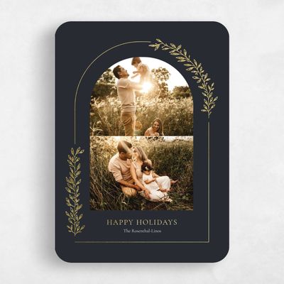 Black Rounded Holiday Card - Savannas Foil