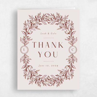 Light Greige, Red Wedding Thank You - Heliconia Portrait