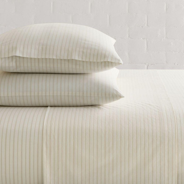 Organic Washed Cotton Sheet Set, Queen, Sable Multistripe