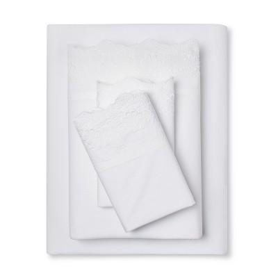 Cotton Embroidered Hem Solid Sheet Set - Simply Shabby Chic®