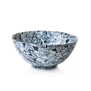 Ink Blue Hibiscus Large Footed Bowl