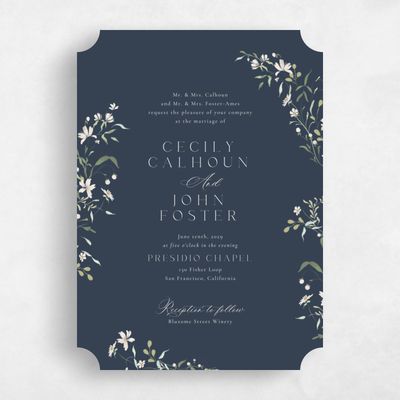 Blue Ticket Wedding Invitation - Tansy Classic