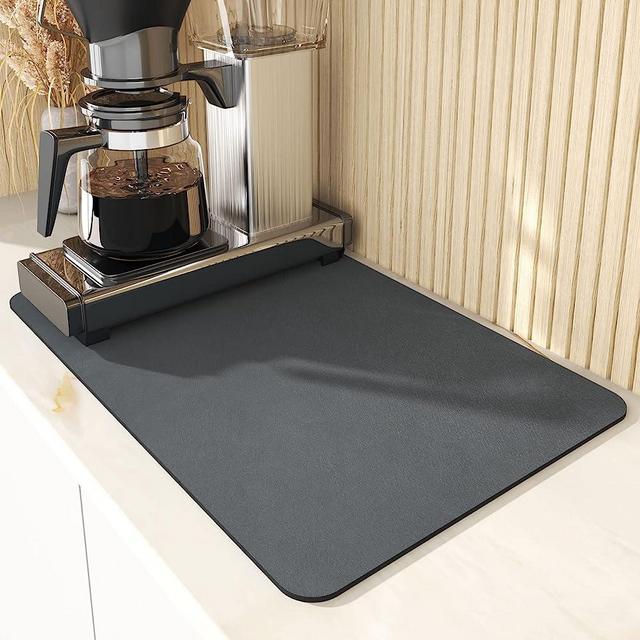 Vodiver Coffee Mat 15x12 Inch Super Absorbent Quick Dry Dish Drying Mat for Coffee Bar Accessories,Coffee Maker,Coffee Table Decor,Kitchen Counter (Dark gray)