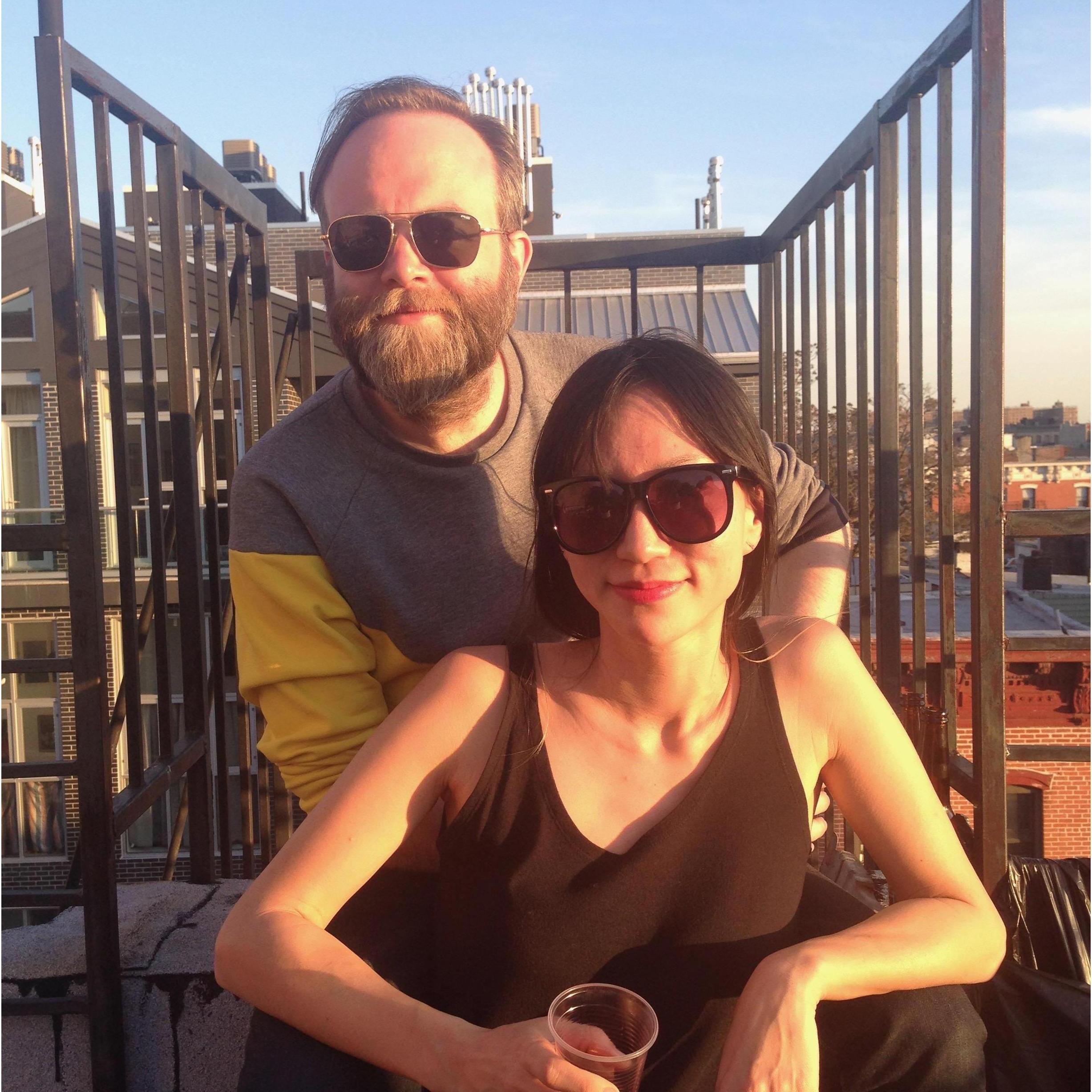 At Marcus' rooftop bbq party.