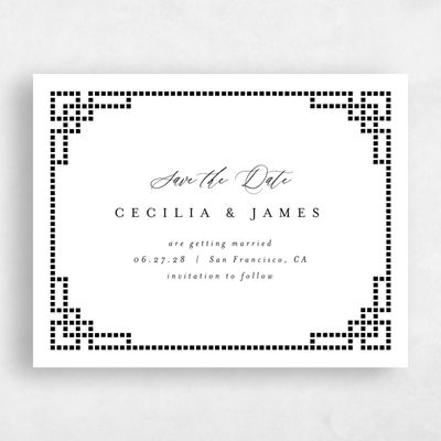 White Pattern 1 Wedding Save the Date - Clover Landscape
