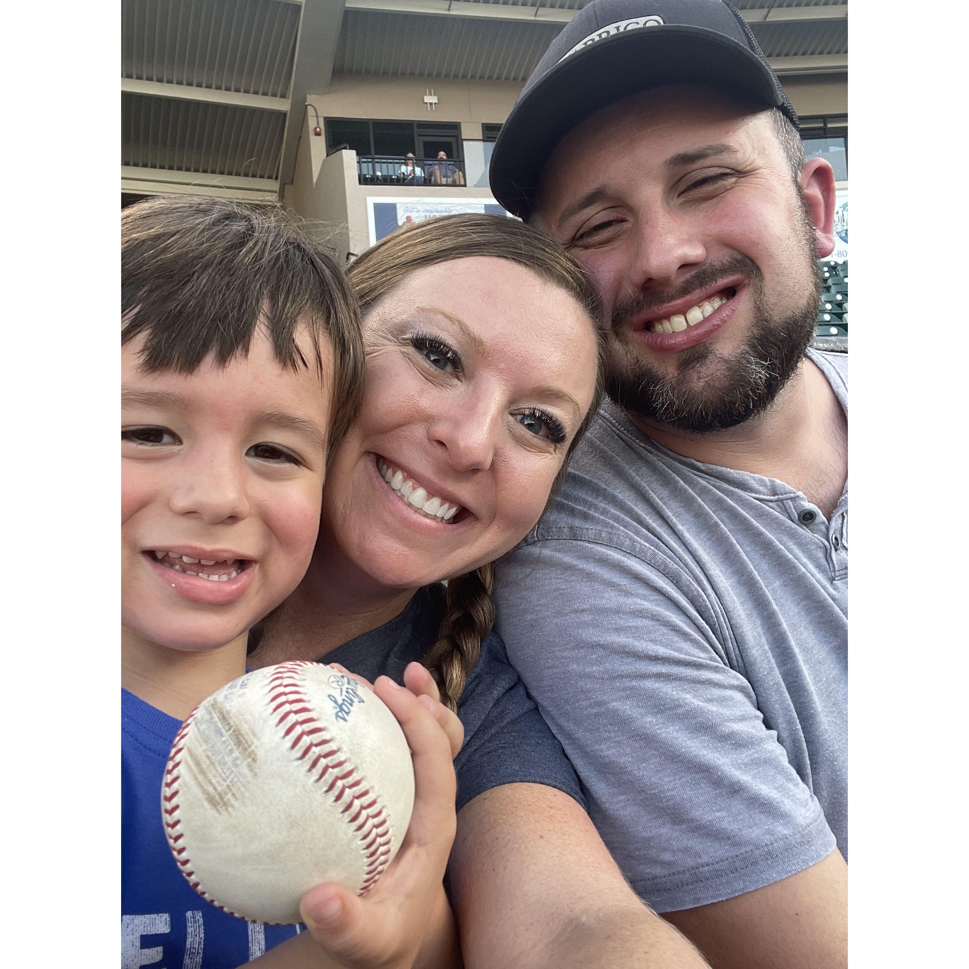 Taking Jackson to his first pro baseball game, Summer 2023