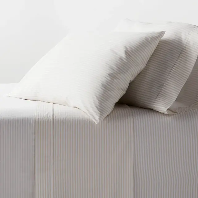 King Organic Percale Sheet Set Khaki/White Stripe - Threshold™