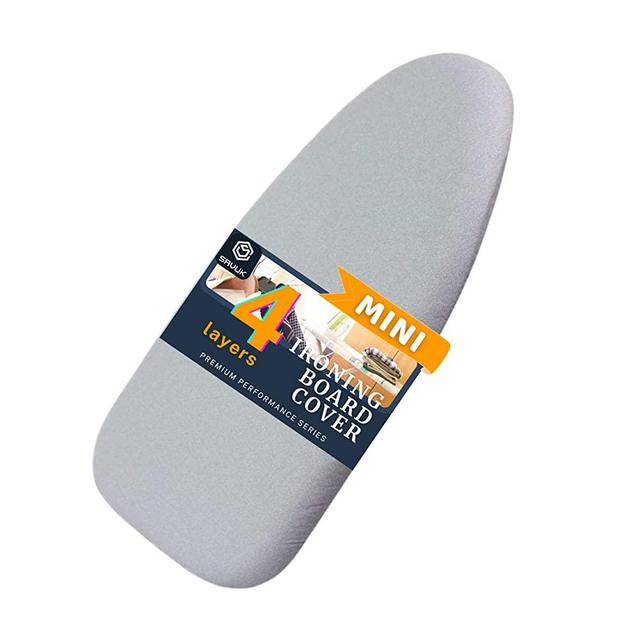 12.5 X 32 inch Smart Table top Ironing Board Cover and Pad with Standard Size, Fits Small, Mini Board, Easy Placement, Extra Thick Padding, Elastic Cord, Heat Resistance (12.5" X 30", Silver)