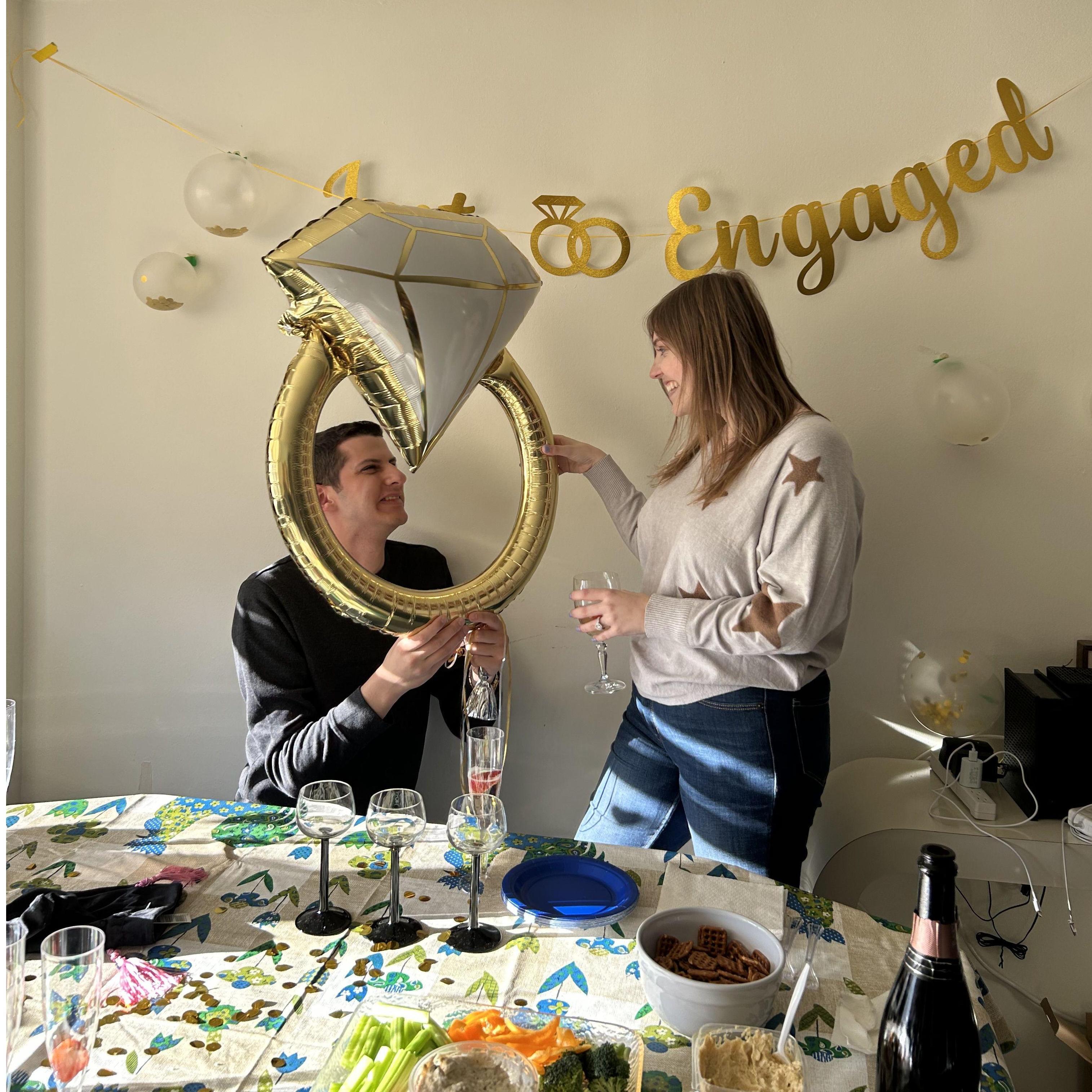 Afternoon celebration at our old apartment immediately following the proposal