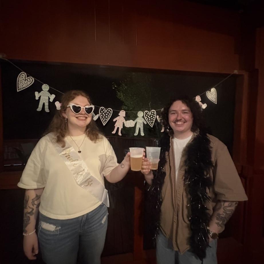 A quick snap of us at our surprise (to Molly) engagement party!