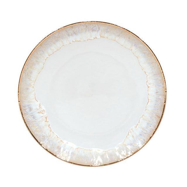 Taormina Gold-Rimmed Dinner Pate, White, Set of 4