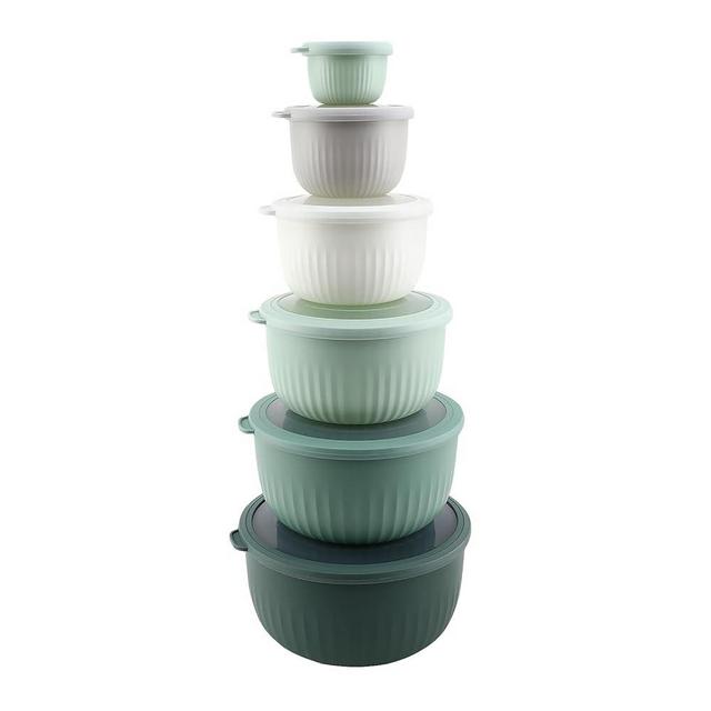 COOK WITH COLOR Prep Bowls with Lids- 12 Piece Nesting Plastic Small Mixing Bowl Set with Lids (Sage)