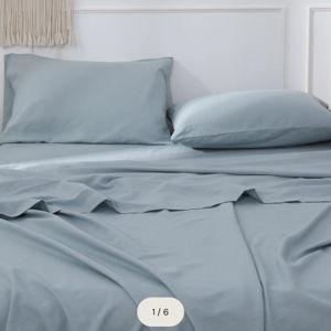 55% Linen + 45% Cotton Blend Sheet Set- Dusty Blue or Mint Green
