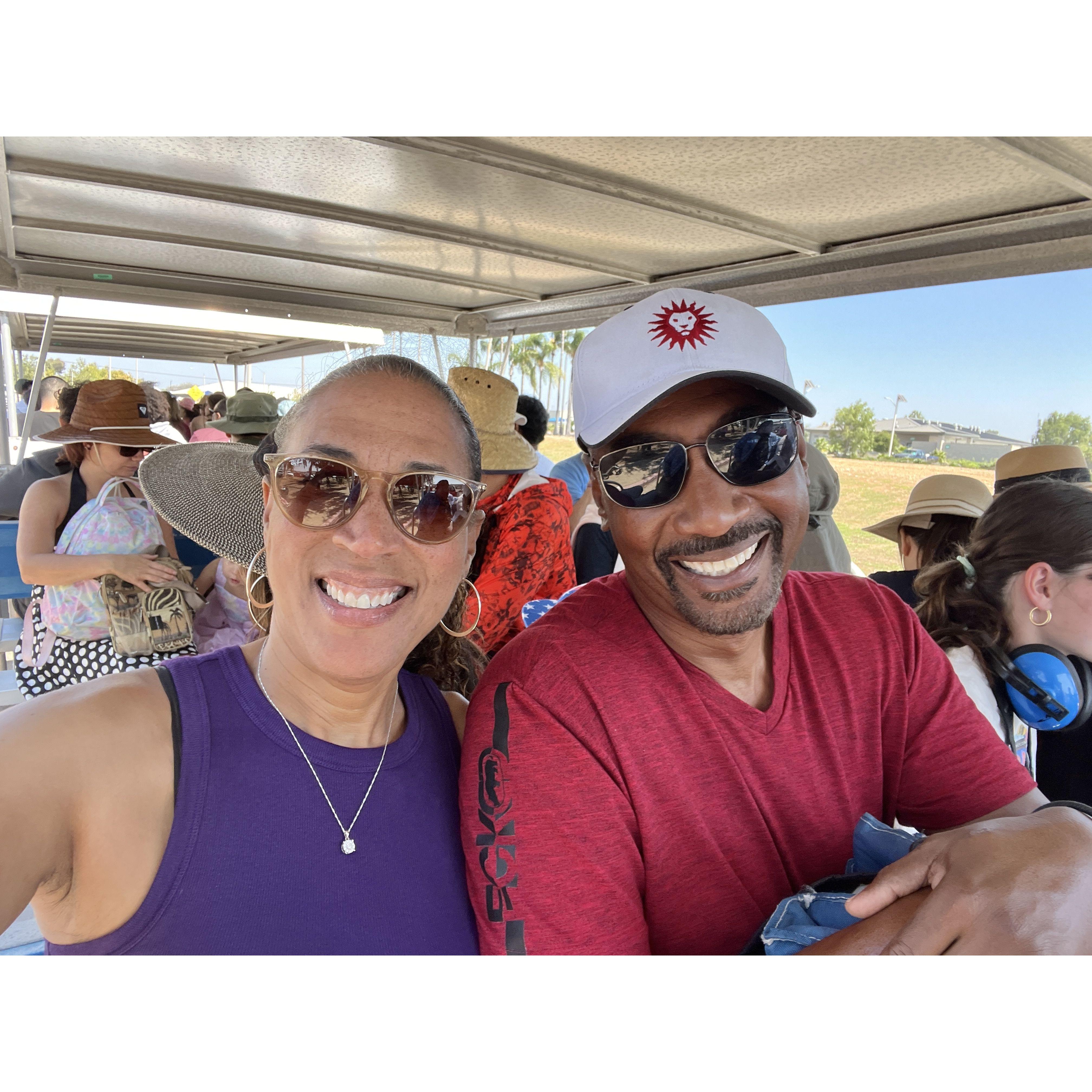 On our way to the air show. Aretha LOVES planes!