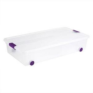 Sterilite® ClearView Latch Underbed Storage Bin Clear with Purple Latch 15gal