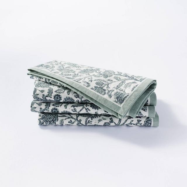 4pk Cotton Floral Napkins Blue – Threshold™ designed with Studio McGee