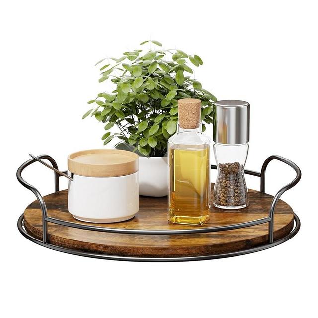LAMU Lazy Susan Organizer, 11'' Lazy Susan Turntable for Cabinet, Table Top, Kitchen, Countertop, Bathroom, Pantry, Spice Organization, Wooden,1 Pack