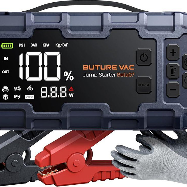 Portable 10-in-1 Car Battery Jump Starter with Air Compressor 8000A 160PSI 45W Charger, Jump Starter Jump Box (All Gas 14L Diesel), Car Battery Jumper Starter Portable Jumper Cables, Gloves, Lights