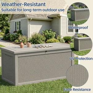 Yardgrace - 320 Gallon Lockable Resin Deck Box Waterproof Outdoor Storage for Patio Furniture Garden Tools and Equipment - Brown
