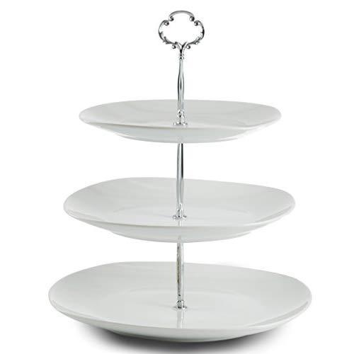 Klikel 3 Tiered Serving Stand - Serving Tray For Parties - Square Platter For Cupcakes Fruits Dessert or Tea - Cake Pop Stand And Buffet Server