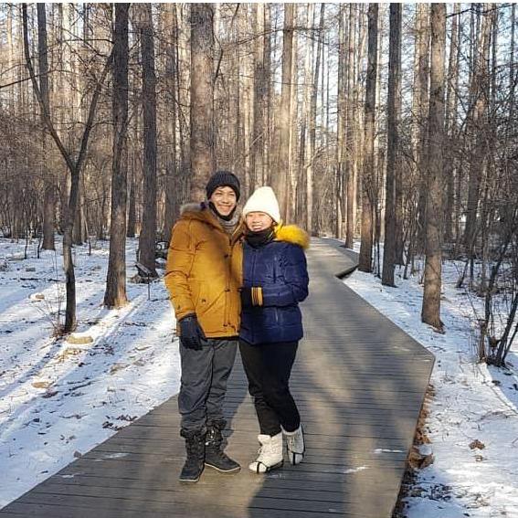 Dec 2018, Harbin, China. It was so cold, the temperatures were ~ -16°C/3.2°F. Bryan suffered from hypothermia - he turned blue and almost fainted! Sam's family was worried but had a good laugh after.