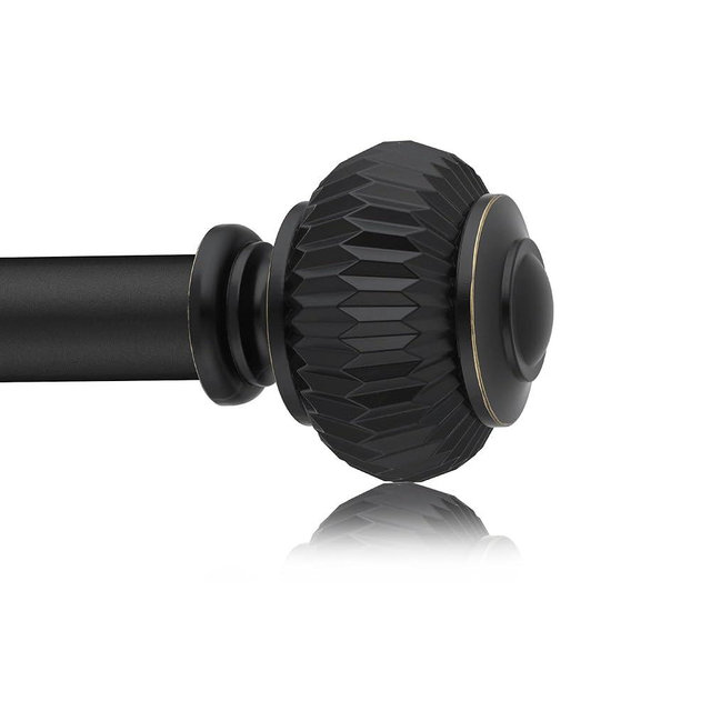 Black Curtain Rods for Windows 66 to 120 Inches 1 Inch Adjustable Heavy Duty Curtain Rods with Lantern Ball Finials,Window Treatment Single Curtain Rod Set