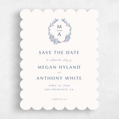 Beige Scalloped Wedding Save the Date - Pasqual Portrait