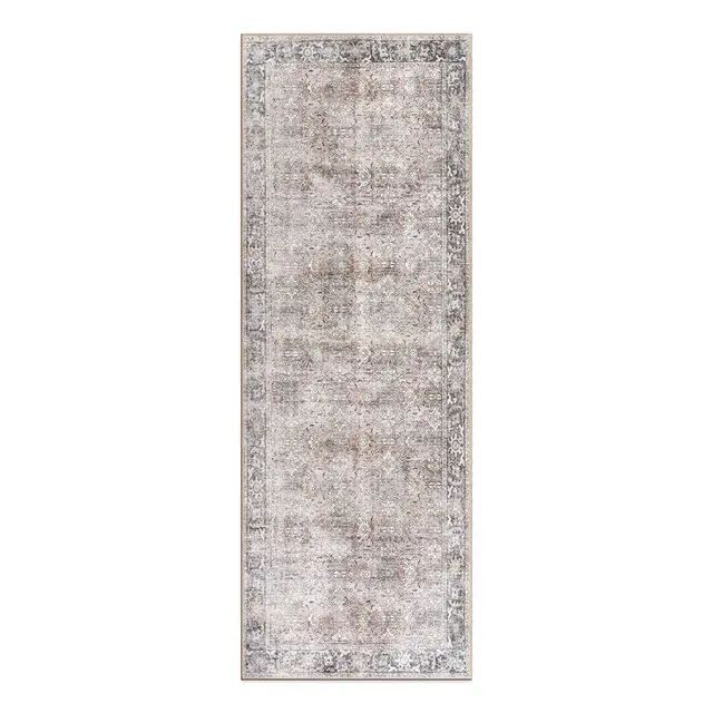 World Rug Gallery Vintage Distressed Machine Washable Non Slip Area Rug - OLIVE 2'6"x7': Flat Pile, Indoor, Runner