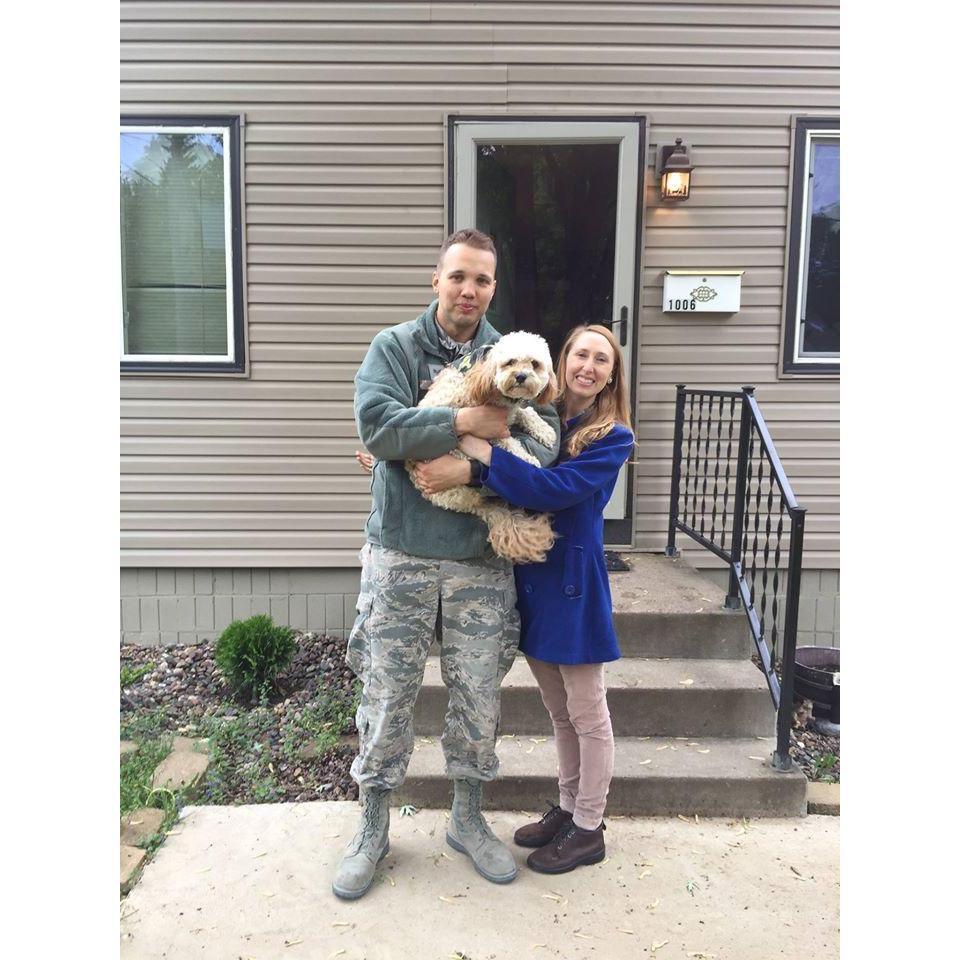 Welcoming Trent back to our newly bought home after his four month deployment to Qatar in 2017.
