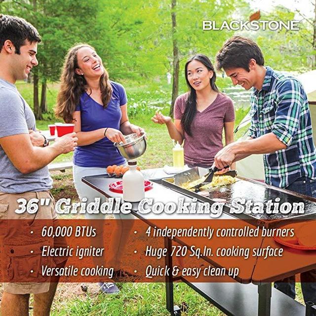 Blackstone 1554 Station-4-burner-Propane Fueled-Restaurant Grade-Professional 36 inch Outdoor Flat Top Gas Griddle Station-4-bur, 36" - 4 Burner Grill