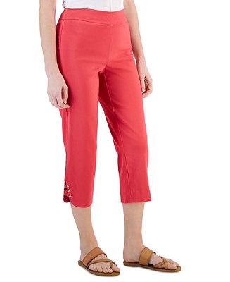 JM Collection Petite Crisscross-Hem Capri Pants, Created for Macy's