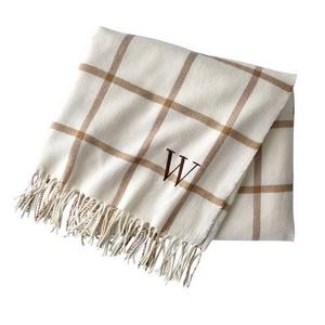 Windowpane Throw Blanket with Fringe