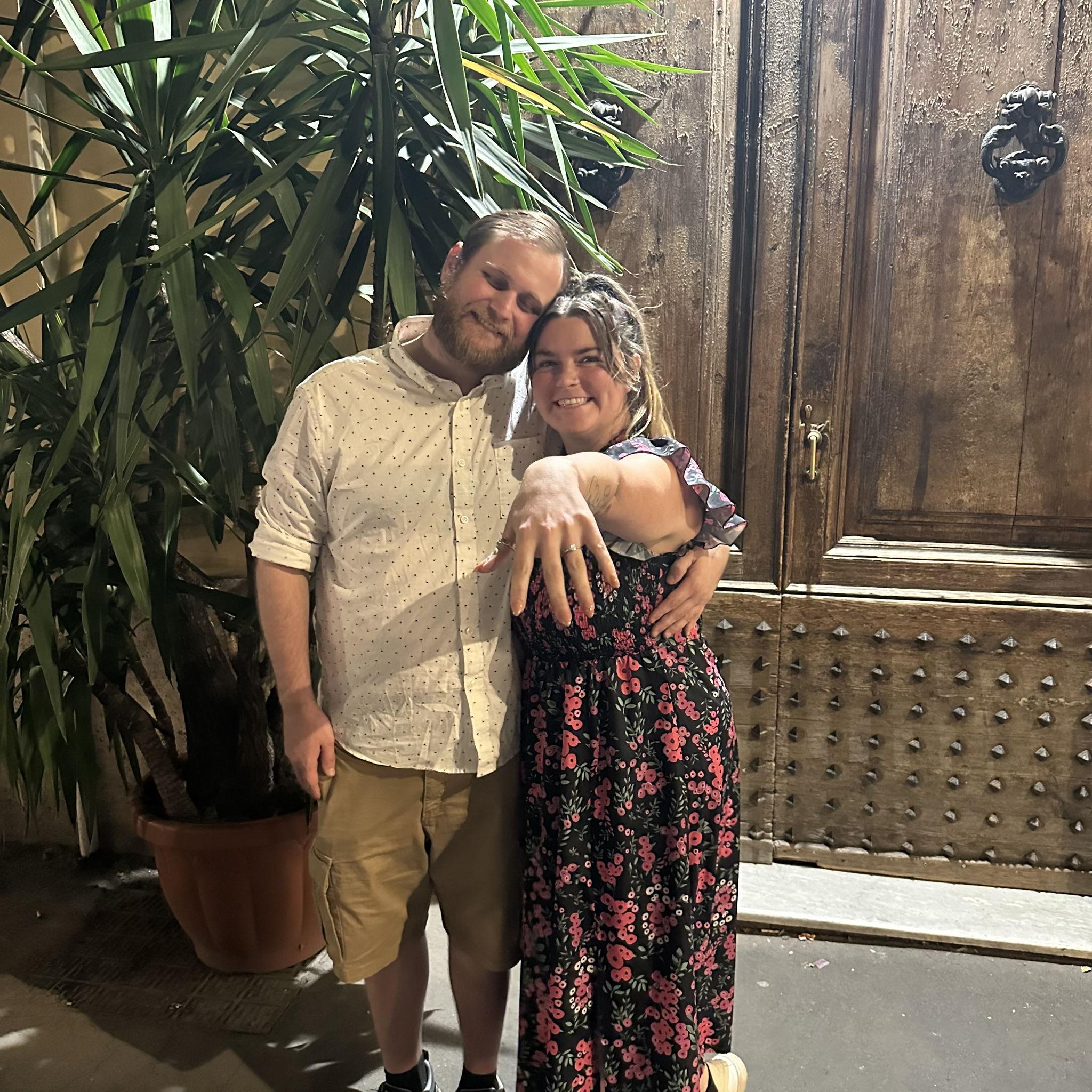 Our first (and only!) picture we got after getting engaged in Rome