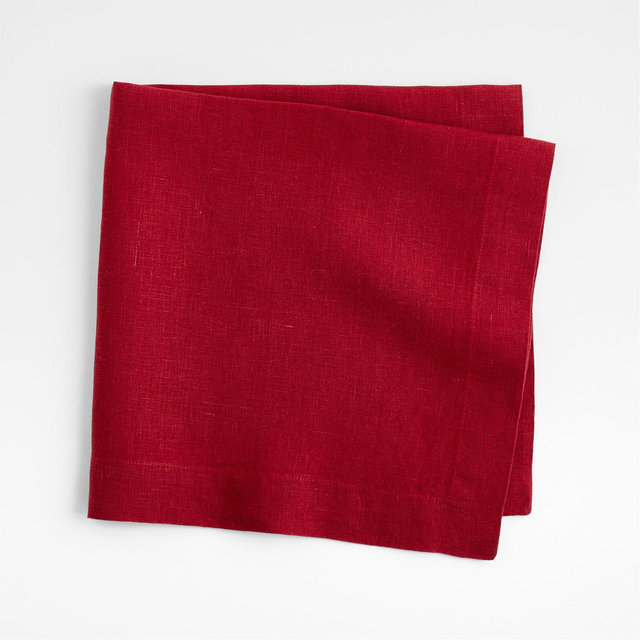 Marin Luminous Red European Flax ®-Certified Linen Dinner Napkin