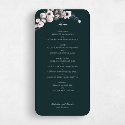 Green Rounded Wedding Menu - Napa
