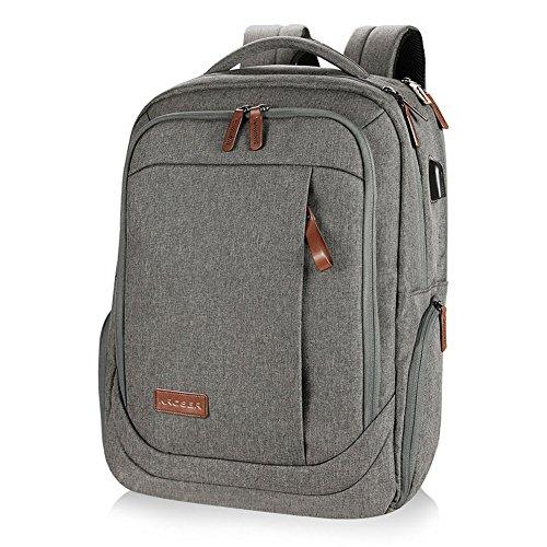 KROSER Laptop Backpack Large Computer Backpack Fits up to 17.3 Inch Laptop with USB Charging Port Water-Repellent School Travel Backpack Casual Daypack for Business/College/Women/Men-Grey
